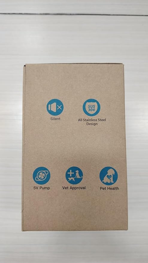 AOOGITF Cat Water Fountain + 6 Filters + 3 Sponges, 304 Stainless Steel Pet Water Fountain, 24 Hours Keep The Water Clean, 74oz Capacity, Ultra-Quiet, No Sputter, Compact, Easy Cleaning - PAWPICO