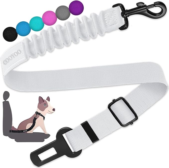 COOYOO Dog Seat Belt,3 Piece Set Retractable Dog Car Harness Adjustable Dog Seat Belt for Vehicle Nylon Pet Safety Seat Belts Heavy Duty & Elastic COOYOO