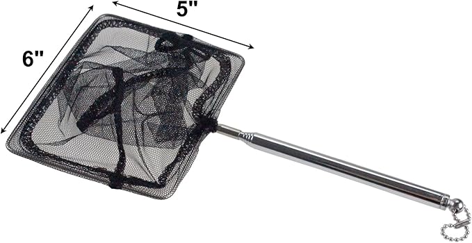 AQUANEAT Fish Net Aquarium,Fish Tank Net,Aquarium Net with Extendable Long Handle (6 Inch) Aquaneat