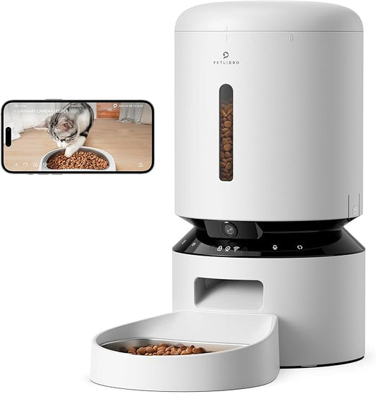 PETLIBRO Automatic Cat Feeder with Camera, 1080P HD Video with Night Vision, 5G WiFi Pet Feeder with 2-Way Audio, Low Food & Blockage Sensor, Motion & Sound Alerts for Cat & Dog Single Tray - PAWPICO