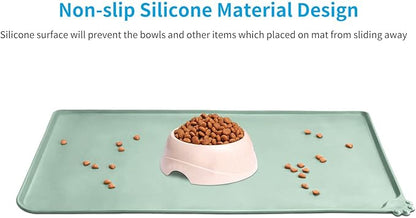 AUDWUD Silicone Waterproof Dog Cat Pet Feeding Mats,Anti Slip Pet Bowl Mats,Pet Feeding Mat, 24" x 16" - PAWPICO