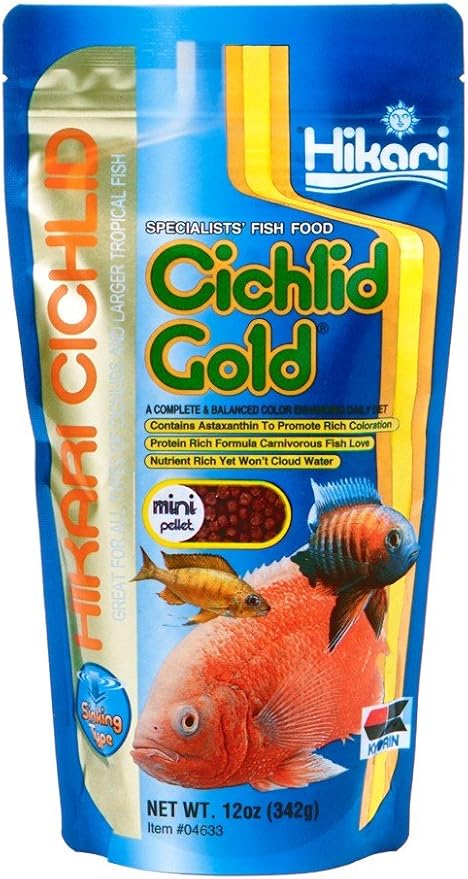 Hikari Cichlid Gold Color Enhancing Sinking Fish Food - Mini Pellet - 12 oz PAWPICO
