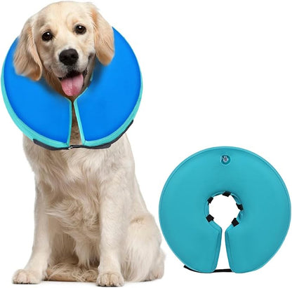 Dog Cone Collar for Small Medium Large Dogs for After Surgery, Pet Inflatable Neck Donut Collar Soft Protective Recovery Cone for Dogs and Cats-Alternative E Collar Does Not Block Vision-GreenBlue,L MIDOG