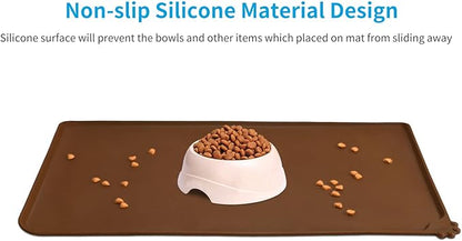 AUDWUD Silicone Waterproof Dog Cat Pet Feeding Mats,Anti Slip Pet Bowl Mats,Pet Feeding Mat, 34" x 23" - PAWPICO