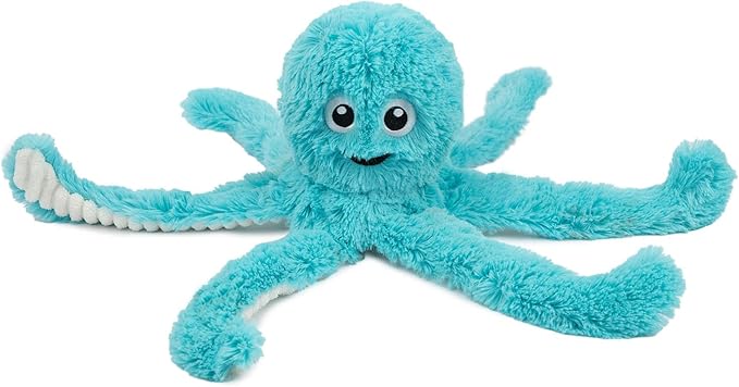 Best Pet Supplies OctoMutant Crinkle Plush Dog Toys for Interactive Play, Puppy and Senior Indoor Play, Colorful Octopus Toy Shape, Soft Head Stuffing, Cute and Cuddly - Turquoise - PAWPICO