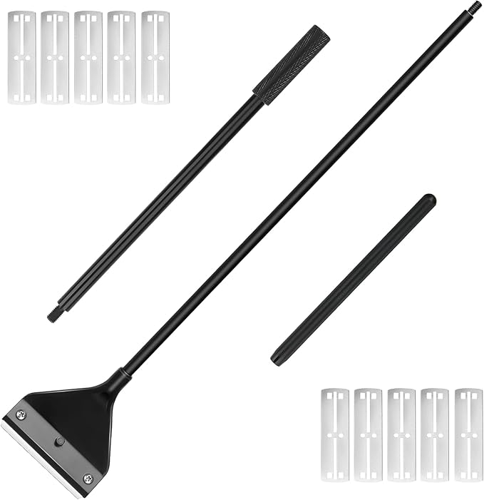 Algae Scraper for Glass Aquarium, Long Handle Fish Tank Algae Scraper with 10 Blades, Essential Aquarium Cleaning Tool. PAWPICO