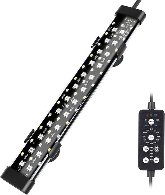 hygger Submersible LED Aquarium Light, 11W 12 in 24/7 Mode Fish Tank Light with 5 Rows Beads, with Timer 9 Colors and Adjustable Brightness, IP68 Waterproof Full Spectrum Light for 13-23 inch Tank hygger