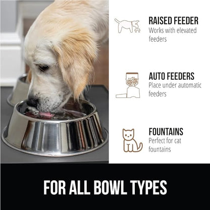 Gorilla Grip 100% Waterproof Raised Edge BPA Free Silicone Pet Feeding Mat, Dog Cat Food Mats Contain Spills Protects Floors, Placemats for Cats and Dogs Water Bowl, Pets Accessories 16x10, Charcoal - PAWPICO