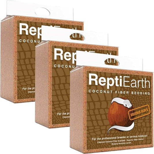 ReptiEarth Fine Coconut Fiber Substrate, Fluffy Small-Strand Reptile Substrate and Snake Bedding for Bioactive Terrarium Tanks, Organic Coco for Lizards, Frogs, Tarantulas (3 Pack Breeder Bundle) ReptiChipPremiumSubstrate