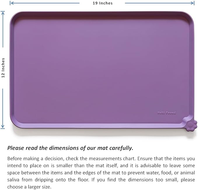 Hoki Found Silicone Pet Food Mats Tray - High-Lips Pet Dog Cat Bowl Mats - Dog Pet Cat Feeding Mat - Waterproof Dog Cat Food Mats -Pet Water Mats for Floors - Amethyst - PAWPICO