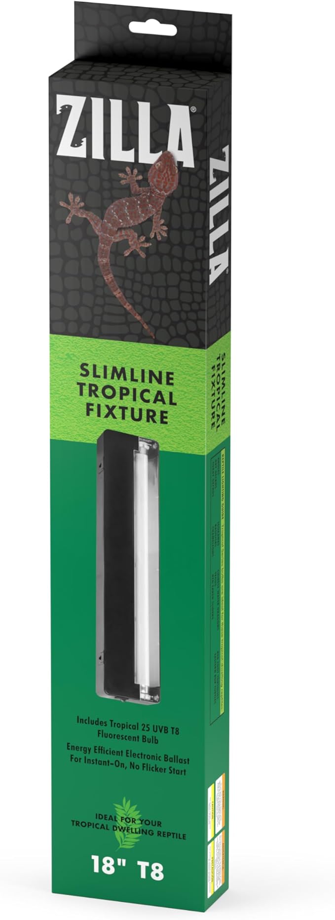 Zilla Reptile T8 Slimline Tropical Pet Habitat Light Fixture with 15 Watt Fluorescent Bulb, 18 Inches Zilla