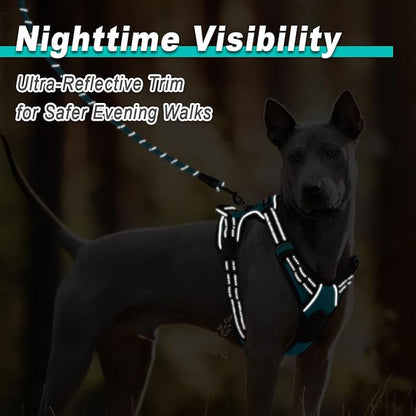 BARKBAY Dog Harness No-Pull Pet Harness Adjustable Outdoor Pet Vest 3M Reflective Oxford Material Vest for Dogs Easy Control for Small Medium Large blue Dogs (M) BARKBAY