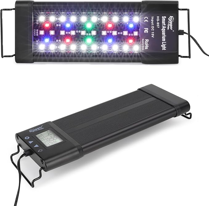 hygger Aquarium Programmable LED Light, for 12~18in Long Full Spectrum Plant Fish Tank Light with LCD Setting Display, 7 Colors, Sunrise Sunset Moon and DIY Mode, for Novices Advanced Players hygger