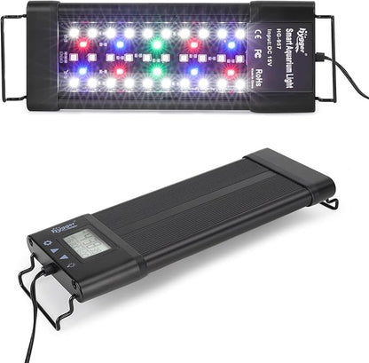 hygger Aquarium Programmable LED Light, for 12~18in Long Full Spectrum Plant Fish Tank Light with LCD Setting Display, 7 Colors, Sunrise Sunset Moon and DIY Mode, for Novices Advanced Players hygger