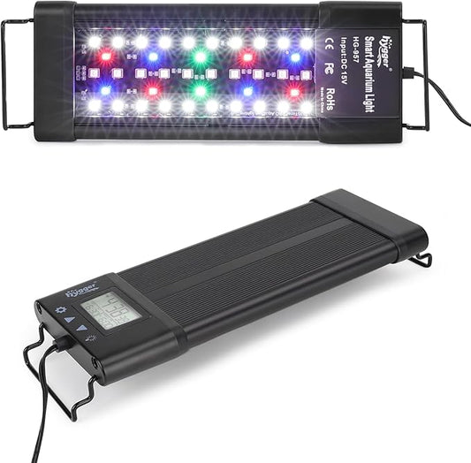 hygger Aquarium Programmable LED Light, for 12~18in Long Full Spectrum Plant Fish Tank Light with LCD Setting Display, 7 Colors, Sunrise Sunset Moon and DIY Mode, for Novices Advanced Players hygger