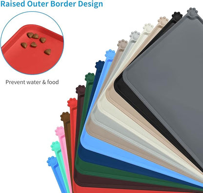 AUDWUD Silicone Waterproof Dog Cat Pet Feeding Mats,Anti Slip Pet Bowl Mats,Pet Feeding Mat, 28" x 18" - PAWPICO