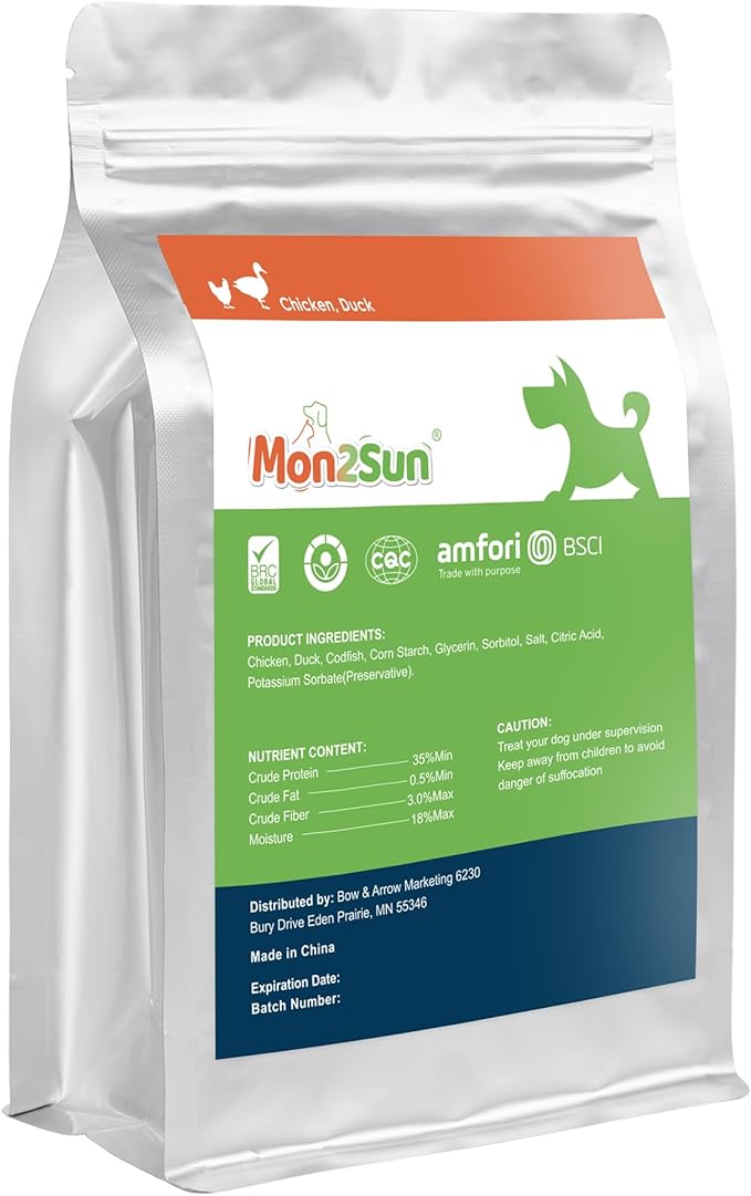 MON2SUN Dog Treats, Triple Flavor Jerky Twist Sticks, 5-7 Inch Chicken Duck and Codfish Sticks Dog Chews for Small Dogs, Healthy Dog Snacks, 10.58 oz (15 Count-Pack of 1) - PAWPICO