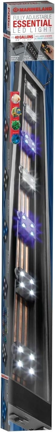 Marineland Fully Adjustable Essential LED Light for 40 Gallon Aquariums, Customizable Lighting Marineland