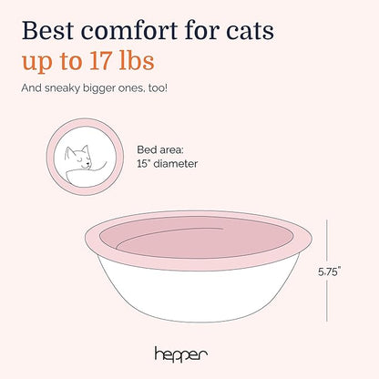 Hepper Cat Nest - Washable Cat Bed with Removable Fluffy Fleece Liner - Cozy Comfy Calming Cat Bed Round Shape - Cat Warming Bed - Donut Cat Bed Desk Ready - Small Cat Bed for Indoor Cats (Grey/Pink) - PAWPICO