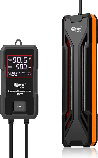 hygger Aquarium Heater 300W/500W/800W/1000W, Submersible Fish Tank Heater with Digital LED Controller and Intelligent Leaving Water Automatically Stop Heating System, for Freshwater and Saltwater hygger