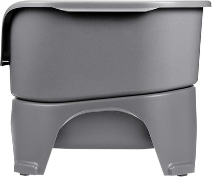Neater Feeder - Express Model - Mess-Proof Dog Bowls (Medium/Large, Gunmetal Grey) – Made in USA – Elevated, No Spill, Non-Tip, Non-Slip, Raised Stainless Steel Food & Water Pet Bowls - PAWPICO