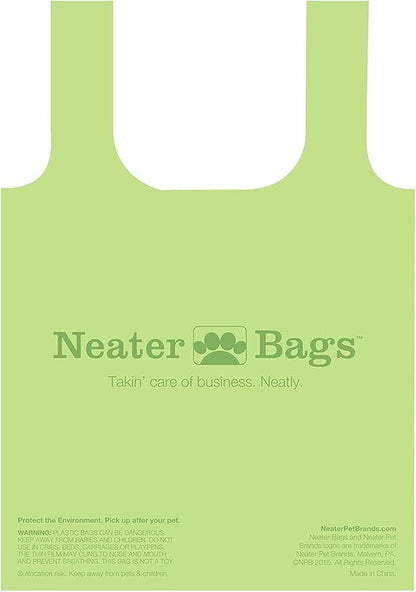 Neater Bags - Dog Waste Poop Bags with Easy-tie Handles (not on Rolls) - Includes Dispenser (210 Bags, Black & White Diamond Dispenser) - PAWPICO