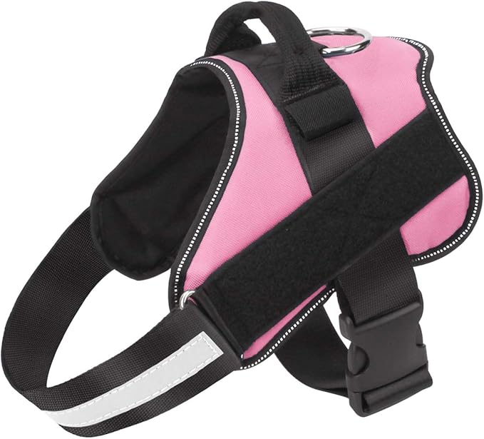 Bolux Dog Harness, No-Pull Reflective Dog Vest, Breathable Adjustable Pet Harness with Handle for Outdoor Walking - No More Pulling, Tugging or Choking (Pink, L) Bolux