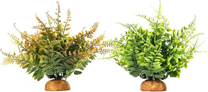 Fake Green Boston Fern, Reptile Plants for Terrarium, Amphibian Tank Accessories Habitat Decor fit Crested Gecko Leopard Lizard Chameleon Ball Python Snake Frog WOLEDOE