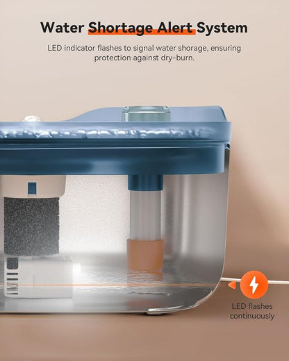 APETDOLA Cat Water Fountain, Battery Operated Cat Water Dispenser, 4.5L/158oz Stainless Steel Pet Water Fountains for Cats Indoor, Automatic Dog Water Bowl with Quiet Pump, Blue - PAWPICO