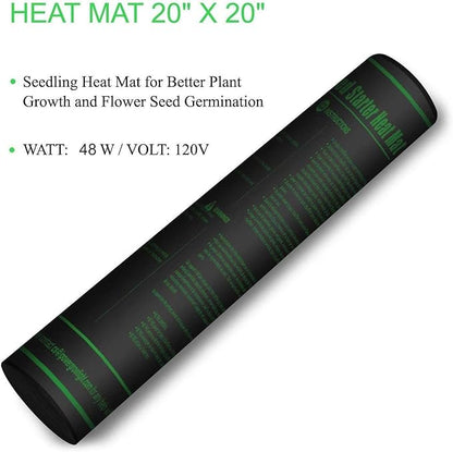 iPower GLHTMTM-A 20" x 20" Waterproof Durable Seedling Heat Mat Warm Hydroponic Plant for Indoor Gardening Germination Starting, black iPower