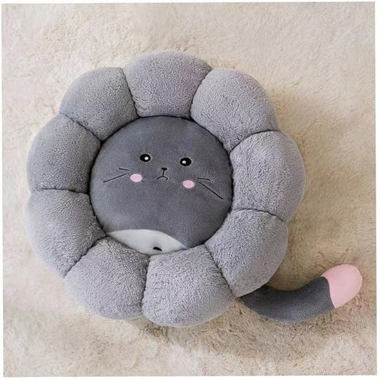 Cat Nest Flower Shape Cat Sofa Bed Cute and Comfortable Pet Cat House Thickened Non-Slip Soft Pet Bed Suitable for Small Cats and Dogs (S,Gray) - PAWPICO