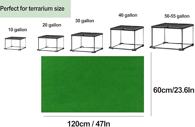 47" x 24" Large Reptile Carpet Terrarium Liner Bedding Reptile Substrate Mat Tank Accessories for Bearded Dragon Snake Lizard Tortoise Leopard Gecko (Green) Mechpia