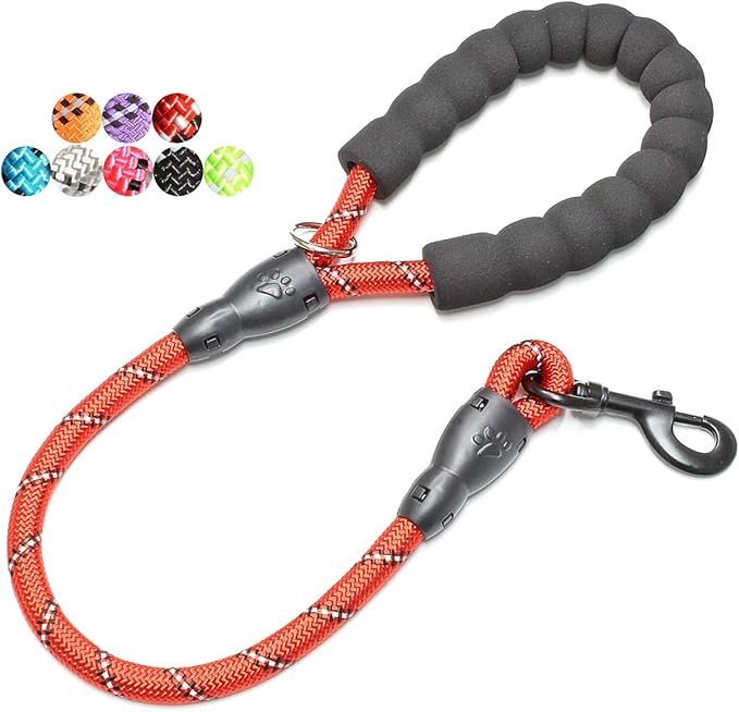 BAAPET 2/4/5/6 FT Dog Leash with Comfortable Padded Handle and Highly Reflective Threads for Small Medium and Large Dogs (2FT-1/2'', Red) BAAPET