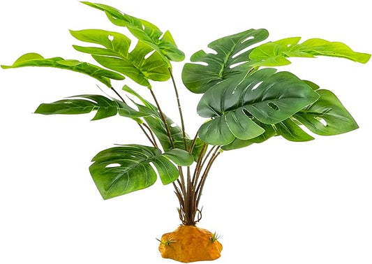Woyrise Reptile Artificial Plants Terrarium Decor, Amphibian Habitat Hideout Bearded Dragon Tank Decorations fit Crested Gecko Leopard Lizard Chameleon Ball Python Snake Frog - Tall Monstera Woyrise