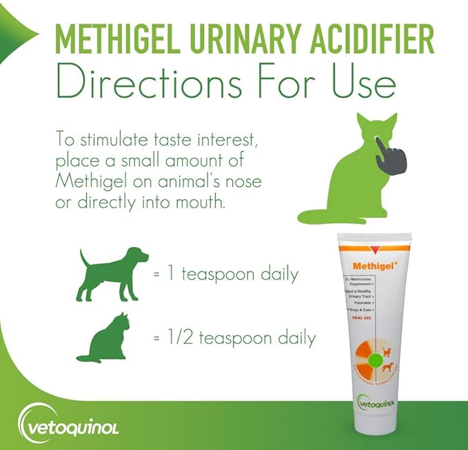 Vetoquinol Methigel Urinary Acidifier to Promote Urinary and Bladder Health for Dogs & Cats Vetoquinol