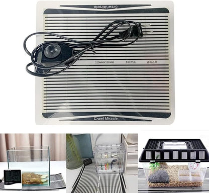 Reptile Heat Pad, Adjustable Temperature Control Lizard Terrarium Heating Mat for Small Animals Snake Turtle Bearded Dragon Gecko and Plant (5W) APlayfulBee