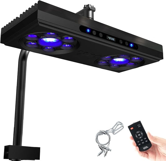 Aquarium Light-140 Watts Reef Light High Penetration Wide Coverage Sunrise Sunset Moonlight Saltwater Lights for Coral with Master Slave Group Control & Timer & Screen SmatFarm