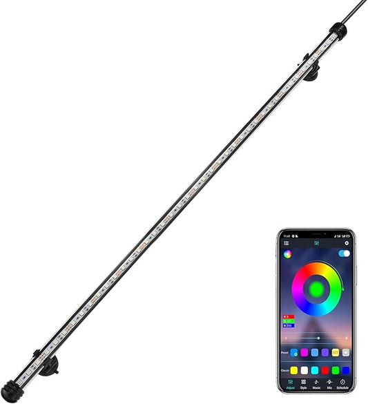 GreenSun Fish Tank Aquarium Light: Submersible Led Lamp - 38 Inch Waterproof Strip Spotlight with APP Control GreenSun