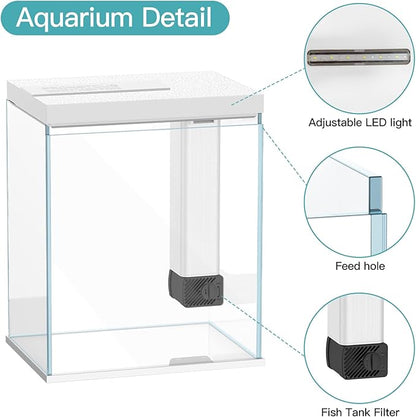 Betta Fish Tank, 2 Gallon Glass Aquarium Starter Kit, Small Fish Tank with Filter and Light. Pronetcus