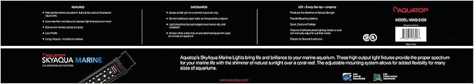 Aquatop SkyAqua Marine LED Saltwater Aquarium Light, 14000K Spectrum – Fits 24-30-Inch Tanks, 3 Position Toggle Switch & Included Remote Control, Aquarium Lights for Fish Tanks, UL & CSA AQUATOP
