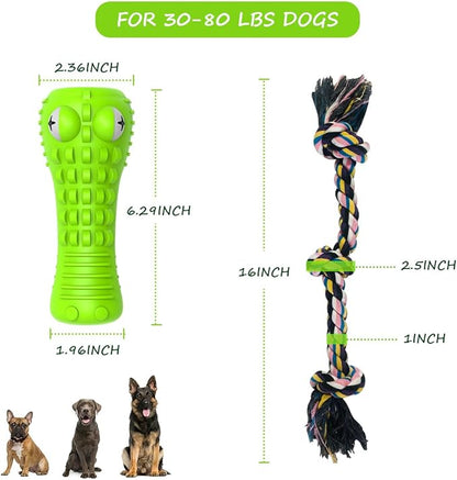 Dog Toys for Aggressive Chewers Large Medium Breed Dog Chew Toys Dog Rope Toys Nearly Indestructible Squeaky Interactive Tough Extremely Durable Toys - PAWPICO