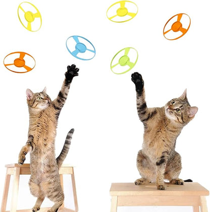 15 Pieces Cat Fetch Toy with Colorful Flying Propellers Set, Cat Playing Tracking Interactive Toys for Kitten Chasing Training Hunting - PAWPICO