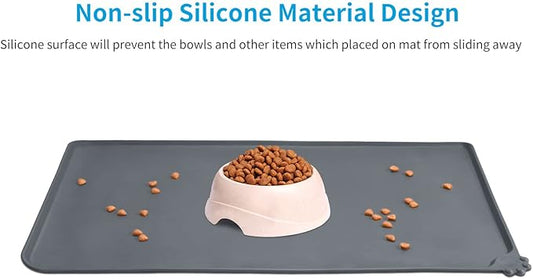 AUDWUD Silicone Waterproof Dog Cat Pet Feeding Mats,Anti Slip Pet Bowl Mats,Pet Feeding Mat, 24" x 16" - PAWPICO