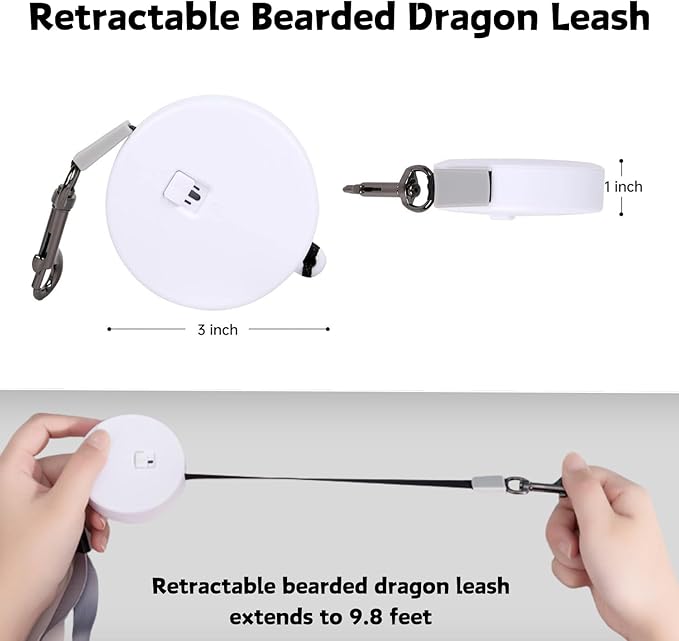 3 Pack Bearded Dragon Harness and Leash Set - Adjustable Soft Leather Lizard Harness with Retractable Leash Small Animal Traction Rope Walking Vest Accessories for Reptile Squirrel Rat (Black) SEZDEKI