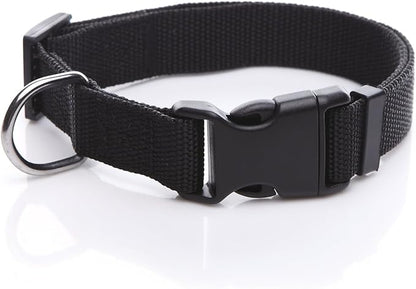 Adjustable Nylon Dog Collar, pet Collar 1 Inch 3/4 Inch 5/8 Inch Wide, for Large Medium Small Dogs（3/4 Inch,Black） TAIDA