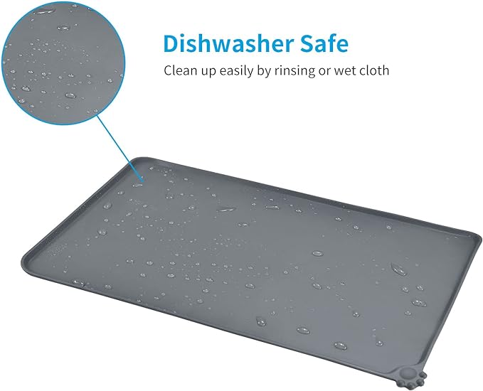 AUDWUD Silicone Waterproof Dog Cat Pet Feeding Mats,Anti Slip Pet Bowl Mats,Pet Feeding Mat, 34" x 23" - PAWPICO