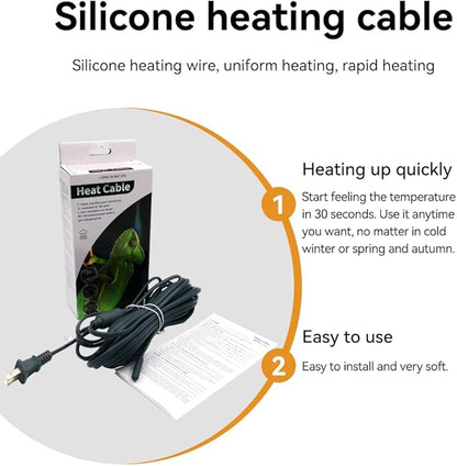 Elektrisches Heizkabel Mit Stecker für Terrarium Heizung,Reptilienwärmekabel Schlangen, Echsen, Geckos, Spinnen, Schildkröte，Aquarium Heizkabel (5m,25w) MincoHome