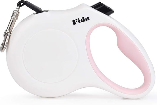 Fida Retractable Dog Leash X-Small Breed, 10 ft Durable Pet Walking Leash for Extra Small Dogs/Cats/Small Animals up to 18 lbs, 360° Tangle Free, White Fida