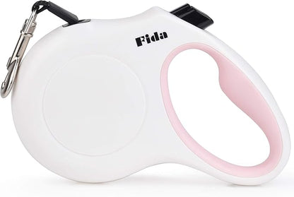 Fida Retractable Dog Leash, 16 ft Dog Walking Leash for Medium Dogs up to 44lbs, Tangle Free, White & Pink Fida