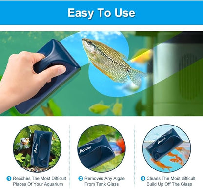 Aquarium Mini Magnetic Scrubber Scraper Small Fish Tank Cleaner Nano Glass Aquarium Cleaning Tools with Super Strong Magnet (Max) DaToo